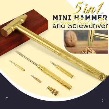 5-in-1 Mini Hammer & Screwdriver Tool Set – Compact Multi-Function Hand Tools Kit