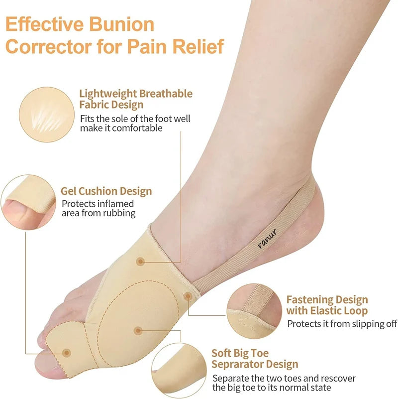Bunion Corrector Socks with Toe Separator | Soft Gel Foot Support & Toe Alignment Sleeves