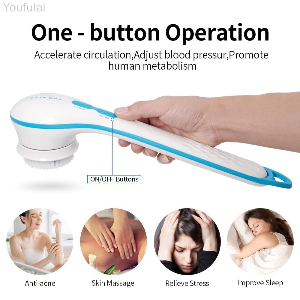 Electric Shower Brush 5-in-1 Spin Spa – Body Scrubber & Exfoliating Brush