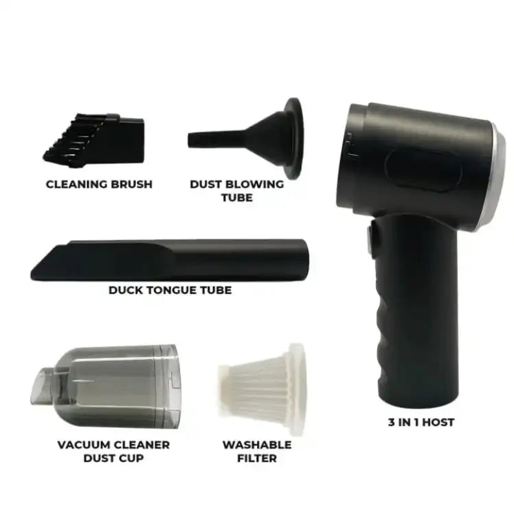 3-in-1 Portable Vacuum Cleaner &amp; Electric Air Duster – Cordless Mini Vacuum for Car, Home, Keyboard &amp; Electronics
