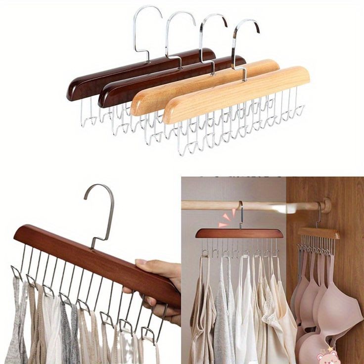 8 Hooks Wooden Clothes Hanger with 360° Rotation – Multi-Purpose Belt, Tie, Scarf &amp; Accessory Organizer