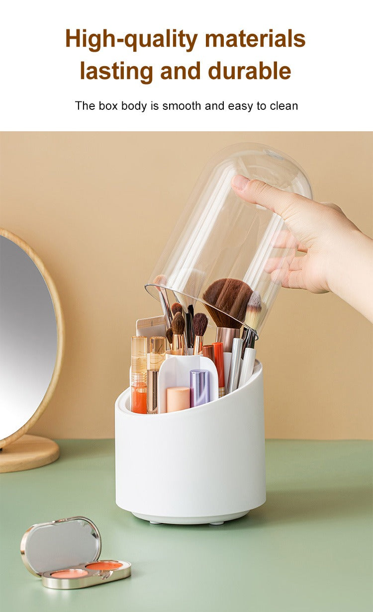 360° Rotating Makeup Organizer – Cosmetic Brush, Lipstick & Beauty Tools Storage Box