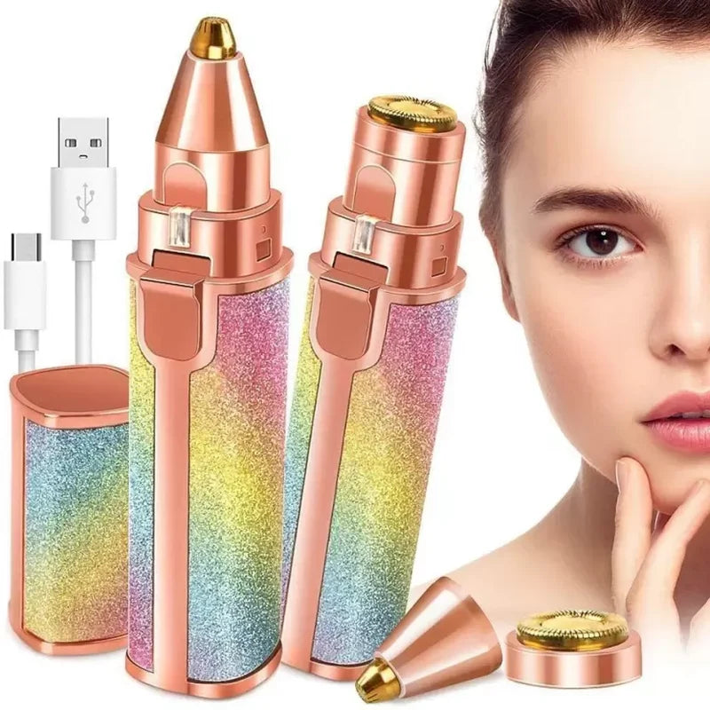 2-in-1 USB Rechargeable Eyebrow Trimmer - Smooth & Painless Hair Removal
