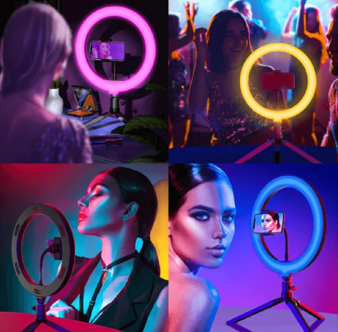 RGB Ring Light 26cm MJ26 – 7ft Stand, Mobile Holder & Adjustable Light