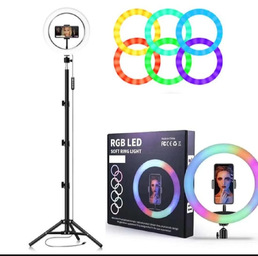 RGB Ring Light 26cm MJ26 – 7ft Stand, Mobile Holder & Adjustable Light