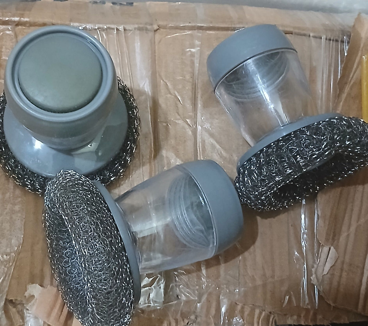 Soap Dispensing Scrubber Brush – 3-Pack Dish & Kitchen Cleaning Brush